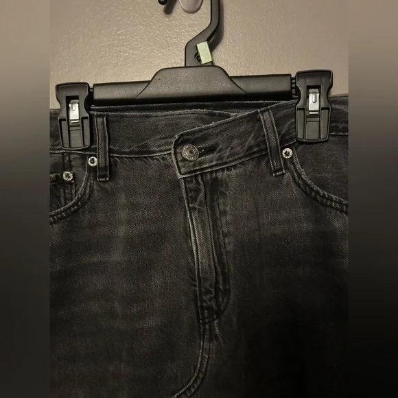 American Eagle Outfitters Skirt - 90’s hi-rise maxi black denim w/slit raw hem - Picture 5 of 11